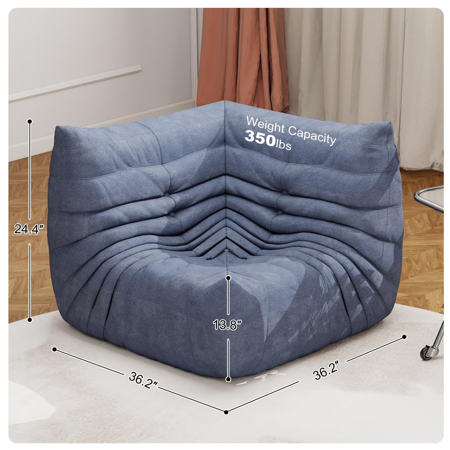Snug Sofee Bean Bag Chairs for Adults, Bean Bag Sofa - Adult Size with Soft Waterproof Fabric for Living Room, Apartments, Reading Corner, Gaming, and Movie Venue (Gray)