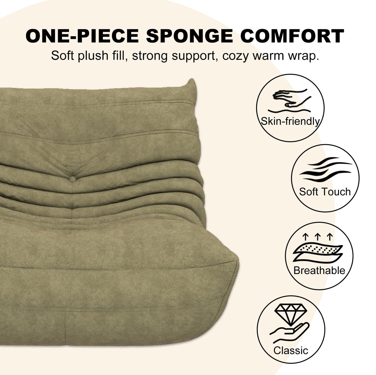 Snug Sofee Bean Bag Chairs for Adults, Bean Bag Sofa - Adult Size with Soft Waterproof Fabric for Living Room, Apartments, Reading Corner, Gaming, and Movie Venue (Gray)