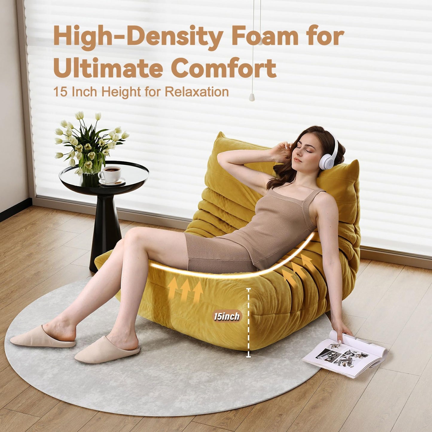 Snug Sofee Bean Bag Chairs for Adults, Bean Bag Sofa - Adult Size with Soft Waterproof Fabric for Living Room, Apartments, Reading Corner, Gaming, and Movie Venue (Gray)