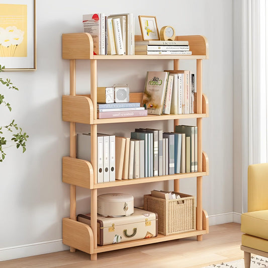 OSCHF 3-Tier Wooden Open Bookcase - Modern Display Bookshelf with Top Edge and Solid Wood Frame for Home and Office, Storage Cabinet, Oak