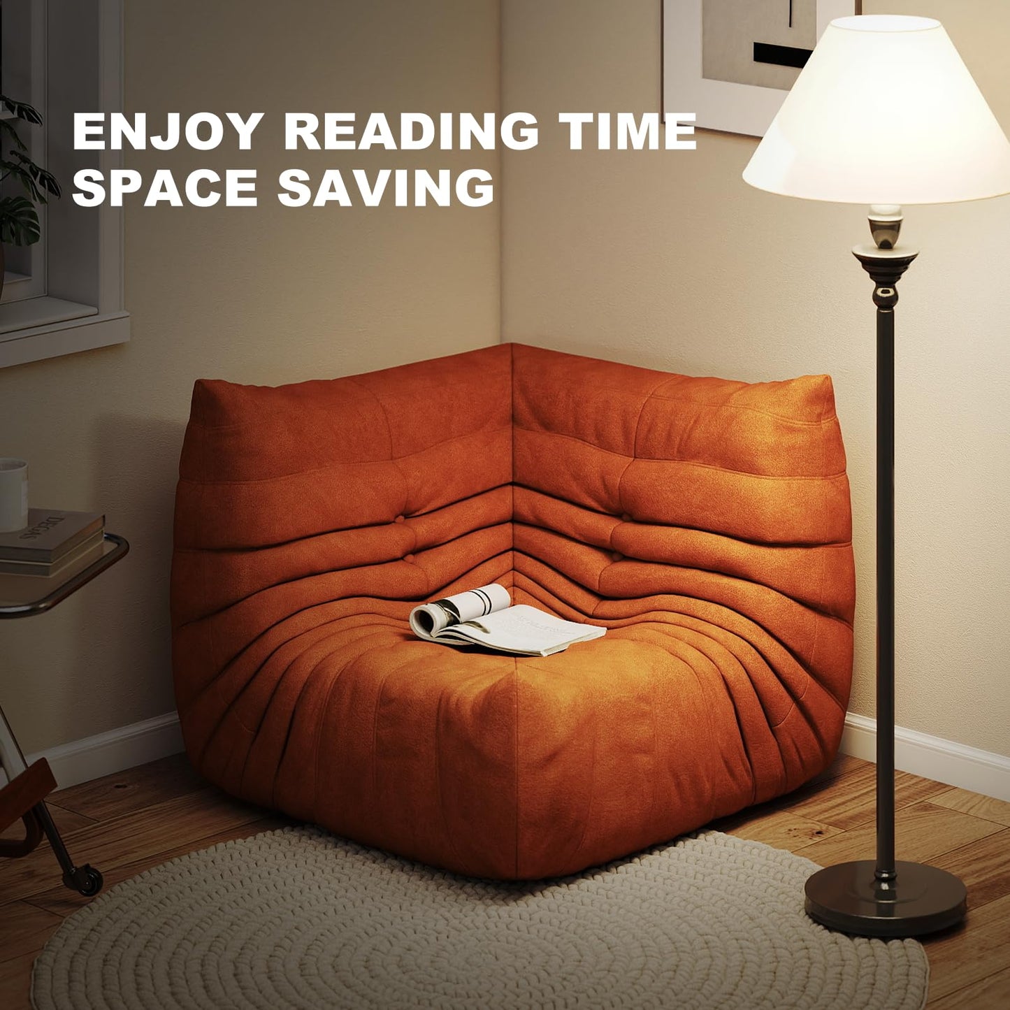 Snug Sofee Bean Bag Chairs for Adults, Bean Bag Sofa - Adult Size with Soft Waterproof Fabric for Living Room, Apartments, Reading Corner, Gaming, and Movie Venue (Gray)