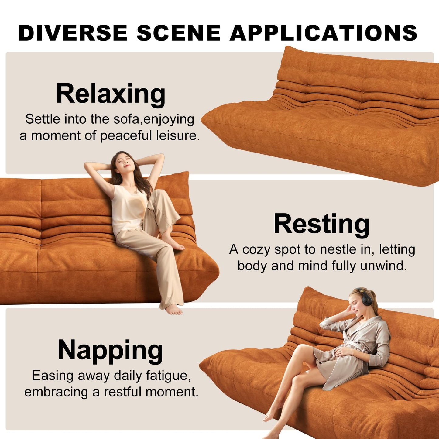 Snug Sofee Bean Bag Chairs for Adults, Bean Bag Sofa - Adult Size with Soft Waterproof Fabric for Living Room, Apartments, Reading Corner, Gaming, and Movie Venue (Gray)