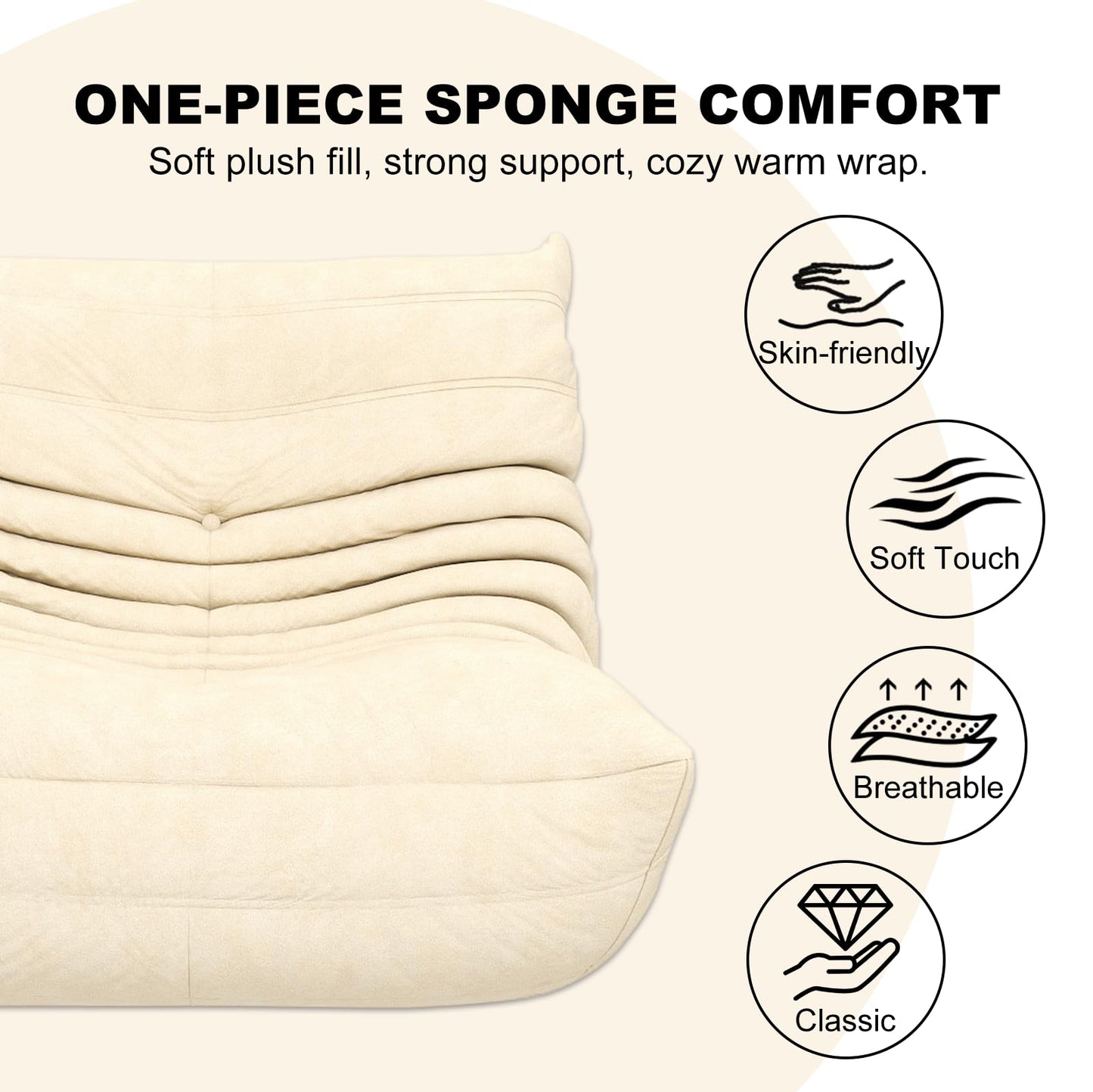 Snug Sofee Bean Bag Chairs for Adults, Bean Bag Sofa - Adult Size with Soft Waterproof Fabric for Living Room, Apartments, Reading Corner, Gaming, and Movie Venue (Gray)