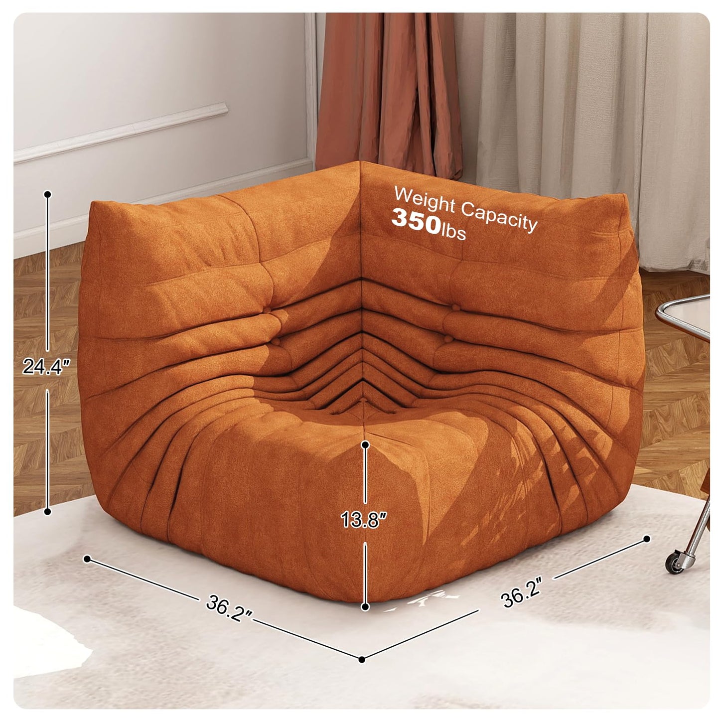Snug Sofee Bean Bag Chairs for Adults, Bean Bag Sofa - Adult Size with Soft Waterproof Fabric for Living Room, Apartments, Reading Corner, Gaming, and Movie Venue (Gray)
