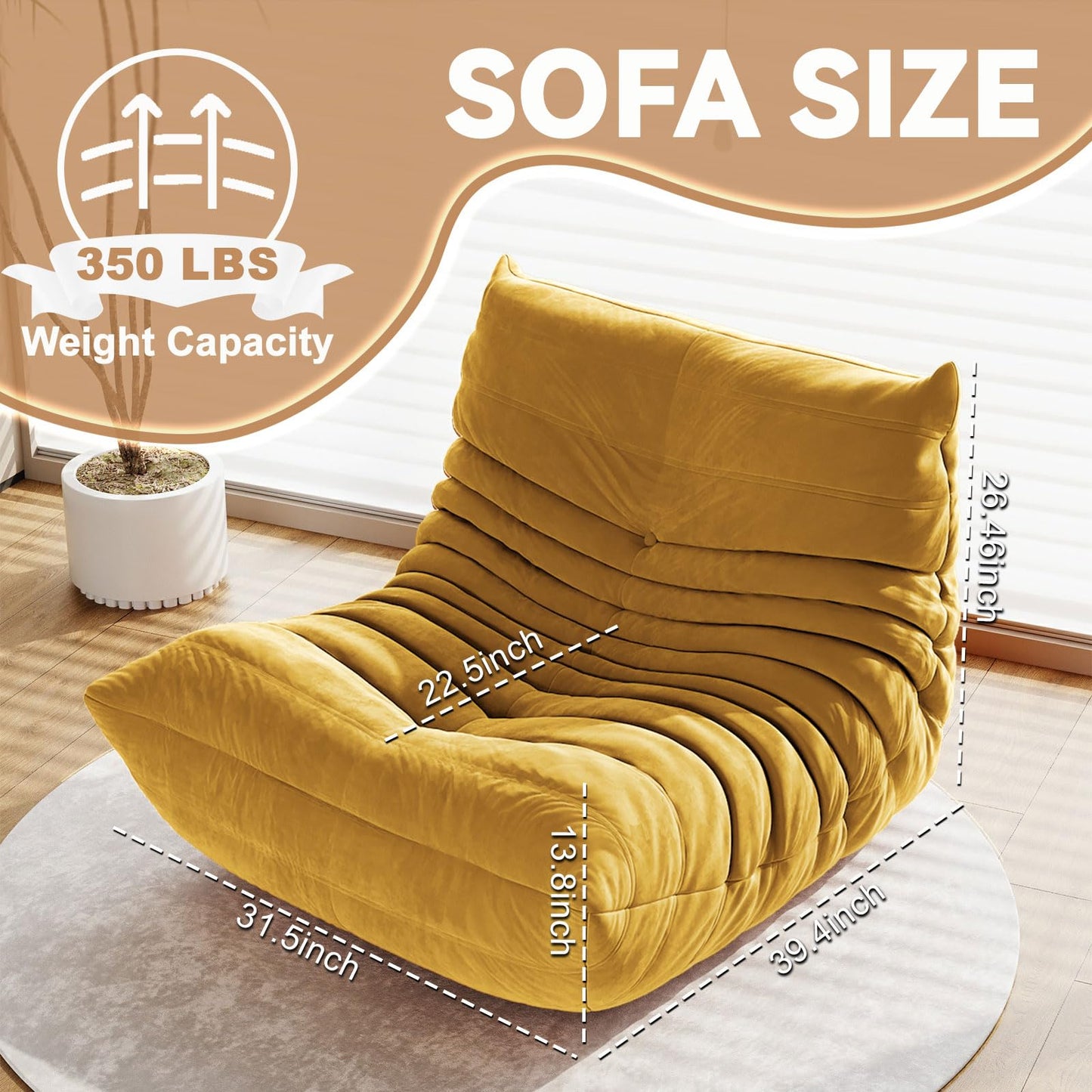 Snug Sofee Bean Bag Chairs for Adults, Bean Bag Sofa - Adult Size with Soft Waterproof Fabric for Living Room, Apartments, Reading Corner, Gaming, and Movie Venue (Gray)
