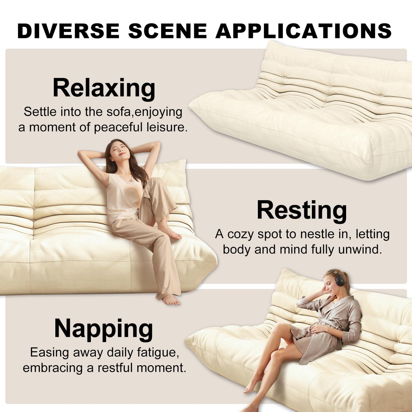 Snug Sofee Bean Bag Chairs for Adults, Bean Bag Sofa - Adult Size with Soft Waterproof Fabric for Living Room, Apartments, Reading Corner, Gaming, and Movie Venue (Gray)