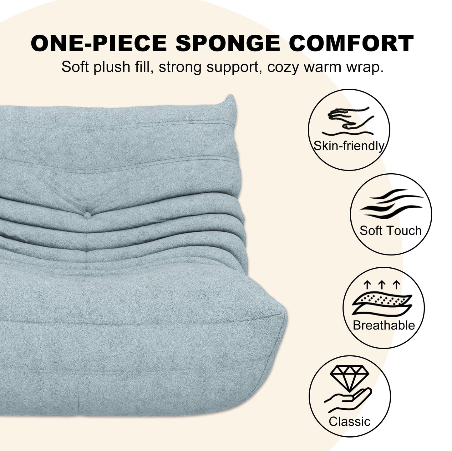 Snug Sofee Bean Bag Chairs for Adults, Bean Bag Sofa - Adult Size with Soft Waterproof Fabric for Living Room, Apartments, Reading Corner, Gaming, and Movie Venue (Gray)
