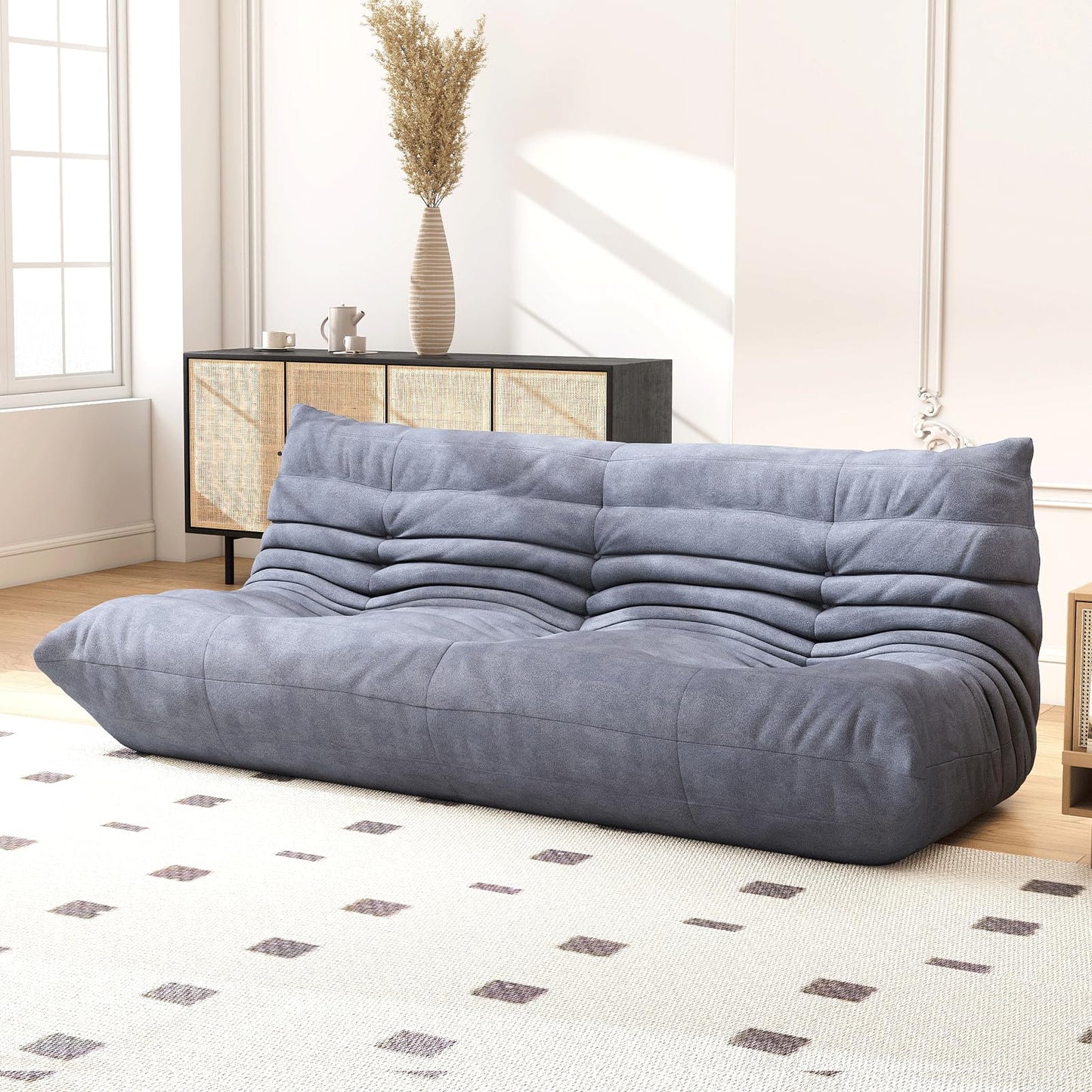 Snug Sofee Bean Bag Chairs for Adults, Bean Bag Sofa - Adult Size with Soft Waterproof Fabric for Living Room, Apartments, Reading Corner, Gaming, and Movie Venue (Gray)