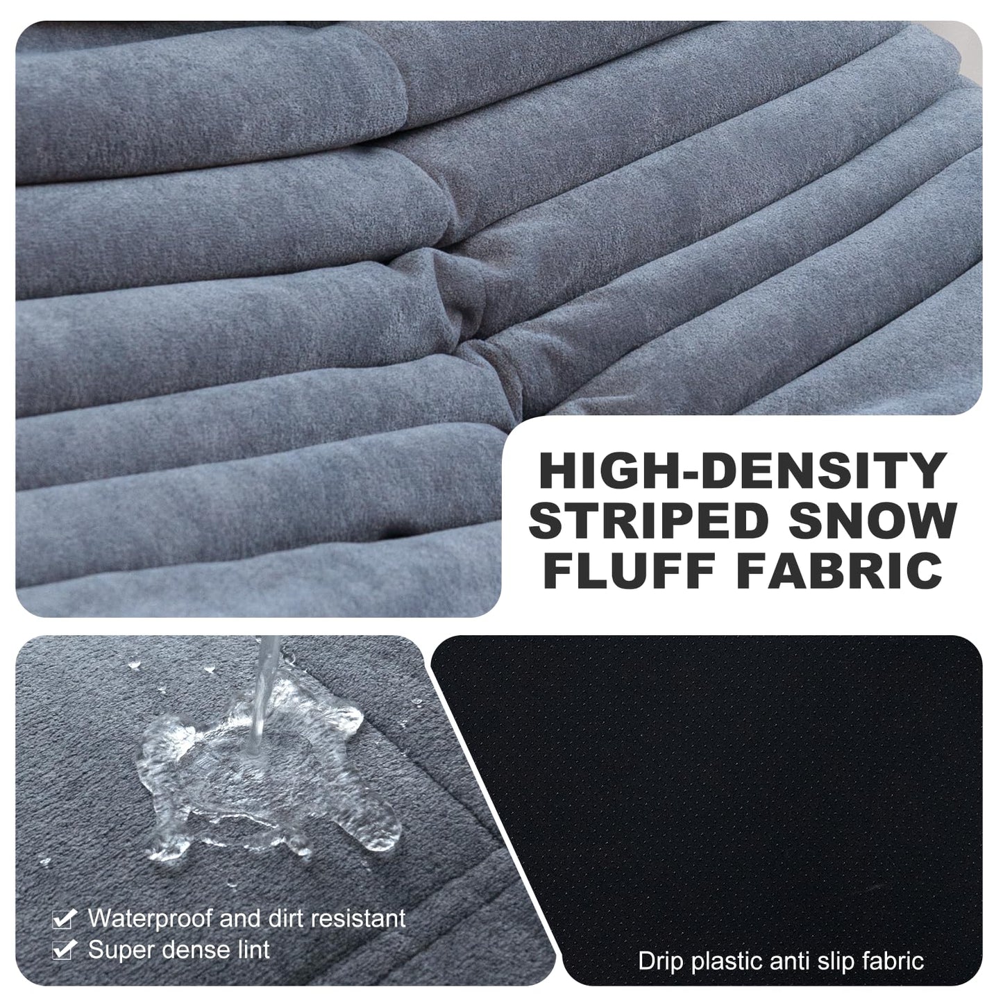 Snug Sofee Bean Bag Chairs for Adults, Bean Bag Sofa - Adult Size with Soft Waterproof Fabric for Living Room, Apartments, Reading Corner, Gaming, and Movie Venue (Gray)
