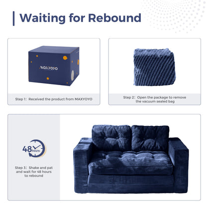 MAXYOYO Convertible Sofa Bed, Pull Out Loveseat Sleeper Sofa, 2 in 1 Folding Couch Bed