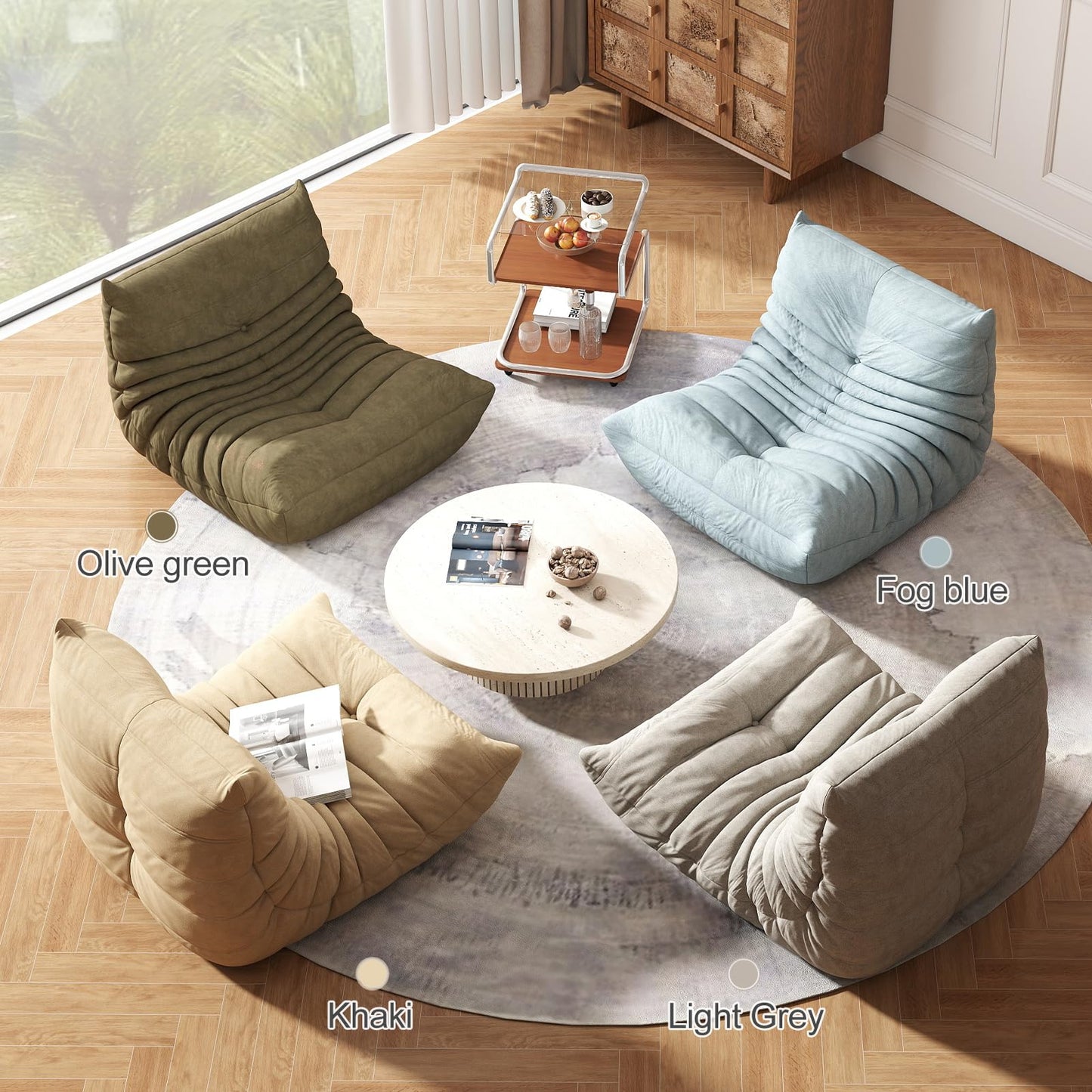 Snug Sofee Bean Bag Chairs for Adults, Bean Bag Sofa - Adult Size with Soft Waterproof Fabric for Living Room, Apartments, Reading Corner, Gaming, and Movie Venue (Gray)