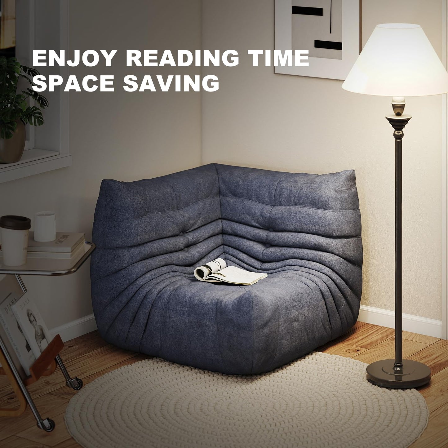 Snug Sofee Bean Bag Chairs for Adults, Bean Bag Sofa - Adult Size with Soft Waterproof Fabric for Living Room, Apartments, Reading Corner, Gaming, and Movie Venue (Gray)