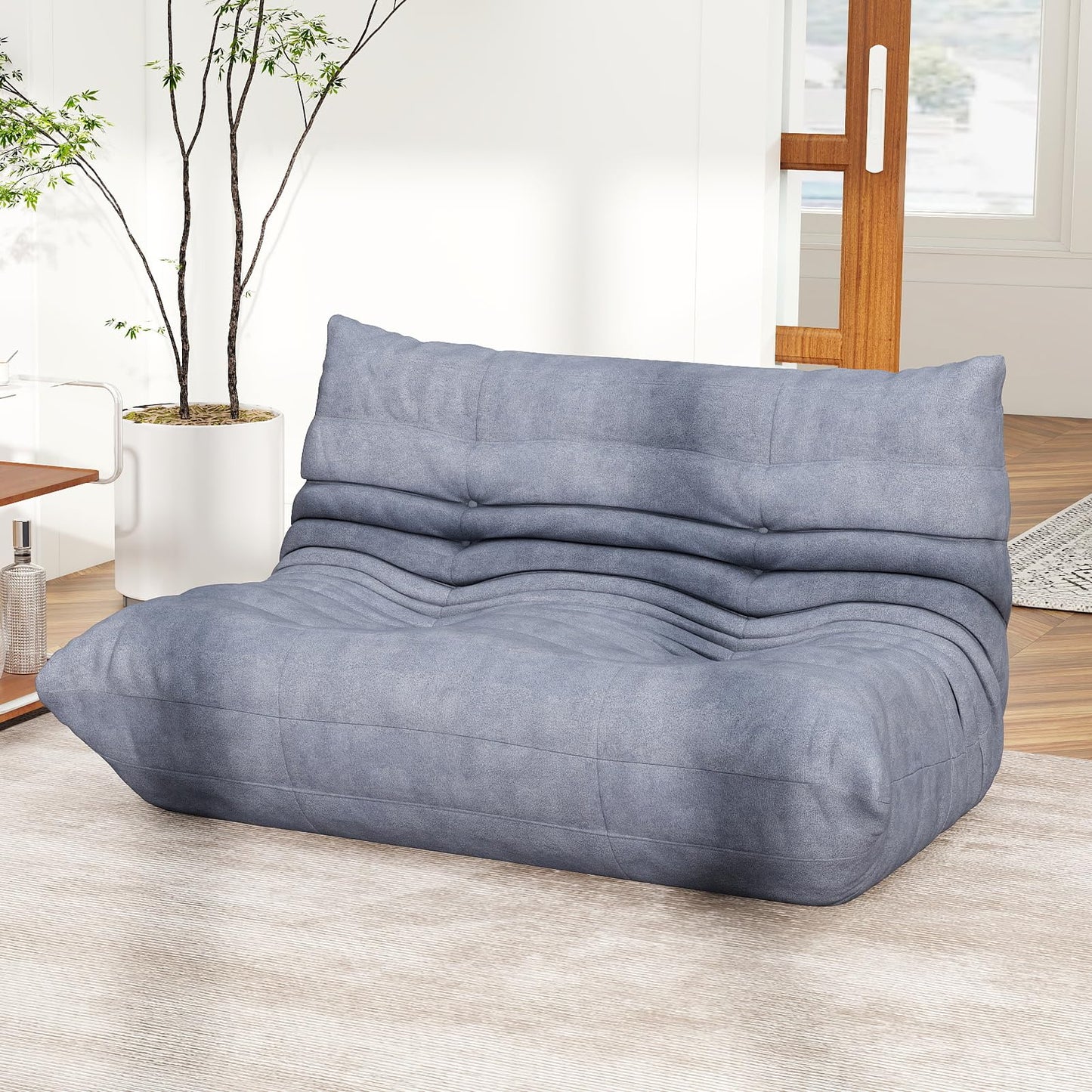 Snug Sofee Bean Bag Chairs for Adults, Bean Bag Sofa - Adult Size with Soft Waterproof Fabric for Living Room, Apartments, Reading Corner, Gaming, and Movie Venue (Gray)