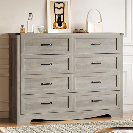 BORNOON 9-Drawer Dresser for Bedroom, Modern Wooden Chest of Drawers with Metal Handles, Anti-Tipping Design, Sturdy and Stable Storage Organizer for Living Room, Entryway, Home Office