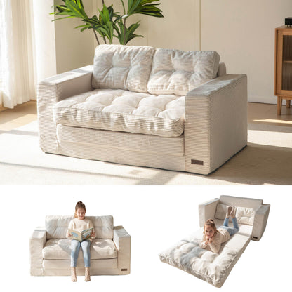 MAXYOYO Convertible Sofa Bed, Pull Out Loveseat Sleeper Sofa, 2 in 1 Folding Couch Bed