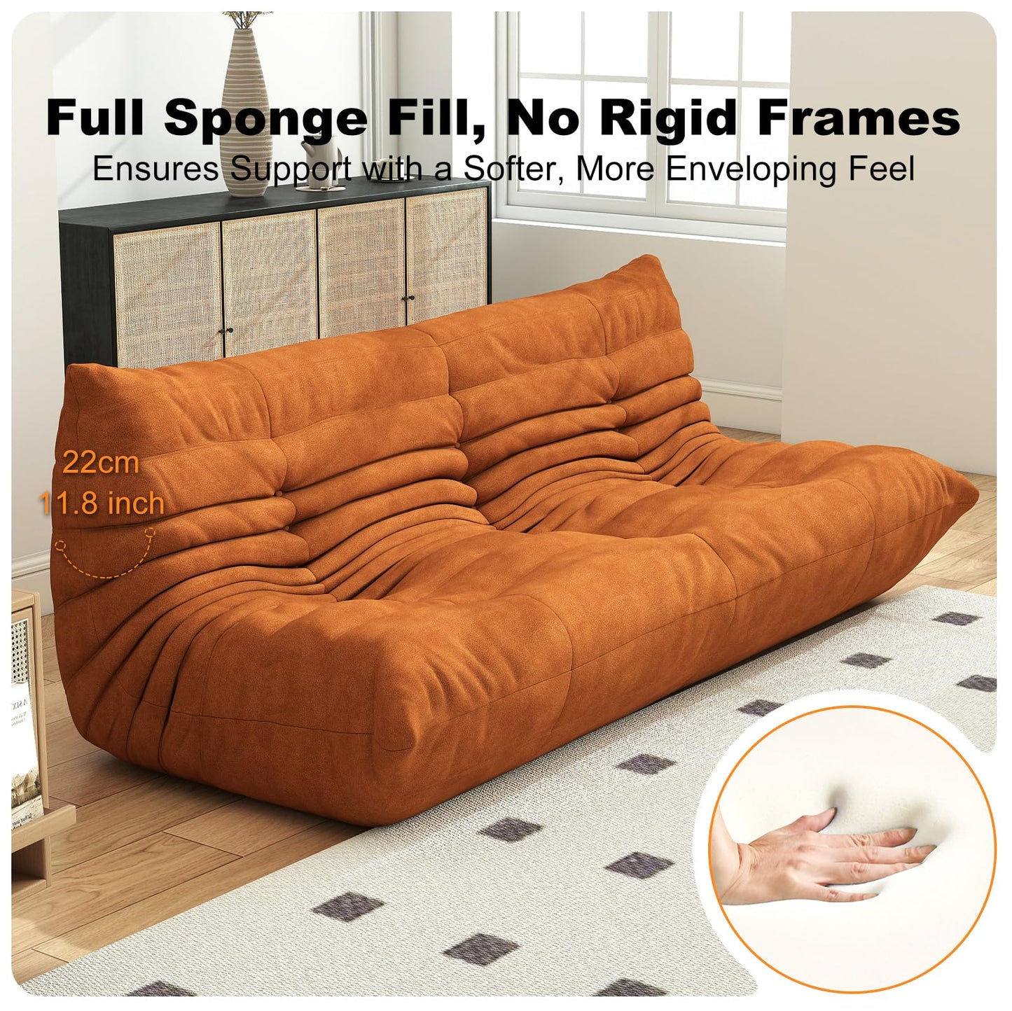 Snug Sofee Bean Bag Chairs for Adults, Bean Bag Sofa - Adult Size with Soft Waterproof Fabric for Living Room, Apartments, Reading Corner, Gaming, and Movie Venue (Gray)