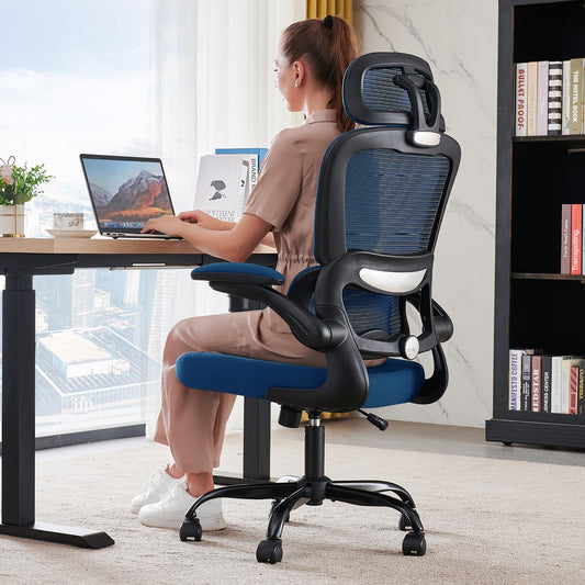 TRALT Office Chair Ergonomic Desk Chair, 330 LBS Home Mesh Office Desk Chairs with Wheels, Comfortable Gaming Chairs (White)