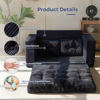 MAXYOYO Convertible Sofa Bed, Pull Out Loveseat Sleeper Sofa, 2 in 1 Folding Couch Bed