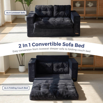MAXYOYO Convertible Sofa Bed, Pull Out Loveseat Sleeper Sofa, 2 in 1 Folding Couch Bed