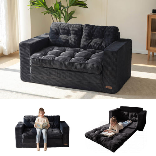 MAXYOYO Convertible Sofa Bed, Pull Out Loveseat Sleeper Sofa, 2 in 1 Folding Couch Bed