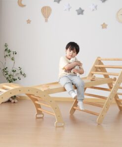 Foldable Wooden, Toddler Baby Climbing Toy Gym, Indoor Playground Jungle Gym for Baby Toddle