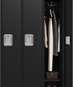GAOMON Locker for Employees, 6 Doors Locker Cabinet with Hooks, Storage Locker for Home, Office, Gym, School, Assembly Required, Black