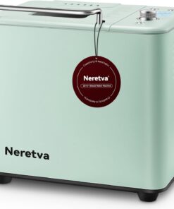Neretva Bread Maker, 20-IN-1 2LB Bread Machine Dual Heater Bread Maker Machine Automatic with Nonstick Ceramic Pan, 15H Timer & 1H Keep Warm Set, Low Noise, Stainless Steel Breadmaker Recipe-Green