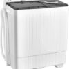 COSTWAY Double Tub 26 lb Capacity Laundry 18 lb 8 lb Spin Combo with Timer Knob Built-in Drain Pump Small Portable Washing Machine