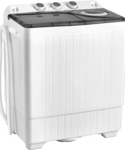COSTWAY Double Tub 26 lb Capacity Laundry 18 lb 8 lb Spin Combo with Timer Knob Built-in Drain Pump Small Portable Washing Machine
