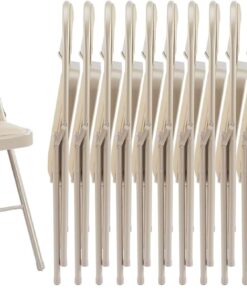 Sweetcrispy Folding Chair 12 Pack, Leather Padded Folding Chairs, Sturdy Metal Foldable Chairs