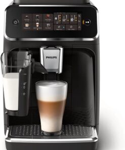 Philips Series 3300 Fully Automatic Espresso Coffee Machine - 6 Hot & Iced Drinks, LatteGo Milk System, 40% Quieter SilentBrew, Ceramic Grinder, Aquaclean Filter, Glossy Black (EP3341/50)