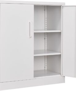 Metal Storage Cabinet with 2 Doors and 6 Shelves, Black Metal Cabinet with Lock, 71 Inch Lockable Garage Storage Cabinet