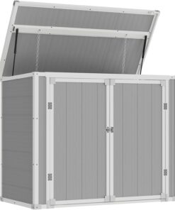 Amopatio 41 Cu Ft Horizontal Outdoor Storage Shed Resin Trash Can Storage Resin Shed