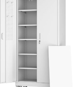 Alternative view of Aobabo Upgraded Garage Storage Cabinets with Wheels,Metal Storage Cabinets with 5 Adjustable Shelves for Garage Home Office Storage, Black,71''H*34''W*18''D,Assembly Required