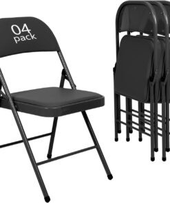6 Pack Black Folding Chairs with Leather Chairs for Indoor and Outdoor Events Office Wedding Party Upholstered Chairs