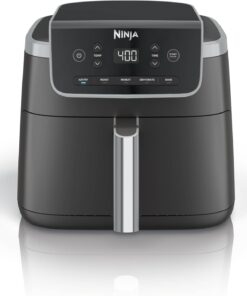 Ninja Air Fryer Pro 4-in-1 with 5 QT Capacity, Air Fry, Roast, Reheat, Dehydrate, Air Crisp Technology with 400F for hot, 120 Volts, Nonstick Basket & Crisper Plate, Grey, AF141