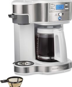 Hamilton Beach 2-Way 12 Cup Programmable Drip Coffee Maker & Single Serve Machine, Glass Carafe, Auto Pause and Pour, Black (49980R)