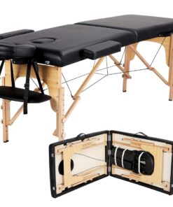 Yaheetech Massage Table Portable Lash Beds Spa Bed Massage Couch Foldable Spa Tables Adjustable 2 Fold with Non-Woven Bag 24 inch, Black