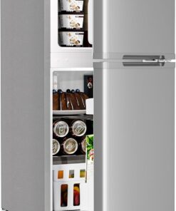 Antarctic Star 3.2 Cu.Ft,Mini Refrigerator with Freezer,Double Door Mini Fridge,Compact Refrigerator,Adjustable Thermostat,Mini Refrigerator for Bedroom/Office/Dorm/Kitchen(BLACK)