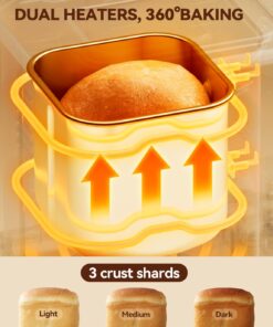 Alternative view of Neretva Bread Maker, 20-IN-1 2LB Bread Machine Dual Heater Bread Maker Machine Automatic with Nonstick Ceramic Pan, 15H Timer & 1H Keep Warm Set, Low Noise, Stainless Steel Breadmaker Recipe-Green