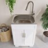 Laundry Sink Cabinet with Stainless Steel Sink and Pull-Down Faucet Utility Sink for Laundry