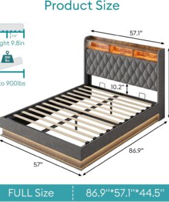 Alternative view of Queen Bed Frame Storage Lift Up Queen Size Bed Frame Headboard Upholstered Platform Bed