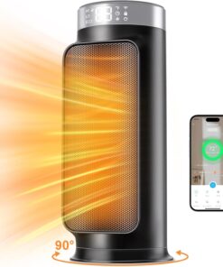 1500W Space Heaters for Indoor Use, Smart PTC Electric Heater with Wifi/App & Remote Control, 24H Timer, 90° Oscillation, Overheat and Tip-Over Protection, 5 Modes for Home Office Bedroom Bathroom