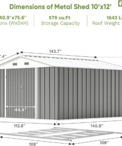 Alternative view of Patiowell 5x3 FT Outdoor Storage Shed Tool Shed with Sloping Roof and Lockable Door Metal Shed