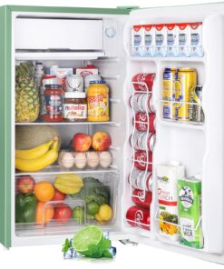 Upstreman 3.2 Cu.Ft Mini Fridge with Freezer, Single Door Mini Fridge, Dorm Fridge, Adjustable Thermostat, Mini Refrigerator for Bedroom, Office, Dorm, Black-BR321