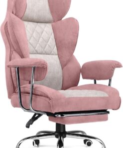 Alternative view of COMHOMA Big and Tall Office Chair, High Back Leather Gaming Chair with Footrest, Executive Ergonomic Office Chair with Pocket Spring Lumbar Support and with Outward Fixed Soft Armrests