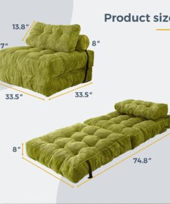 Alternative view of MAXYOYO Folding Sofa Bed Convertible Sleeper Chair Pillow Foldable Mattress Back Support