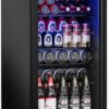 Beverage Refrigerator Cooler-120 Cans Freestanding Mini Fridge Cooler with Glass Door
