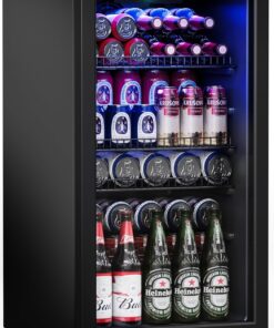 Beverage Refrigerator Cooler-120 Cans Freestanding Mini Fridge Cooler with Glass Door