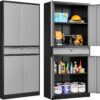 SISESOL Metal Storage Cabinet with Wheels,75 inch Tall Rolling Garage Storage Cabinet with Lock,Black Metal Cabinets with Wheels and Shelves,Deep Heavy Duty Tool Locker for Garage,Home,Office,Shop